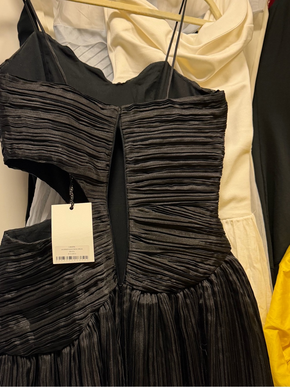Aje Black Ruched Backless Evening Dress
